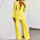 Женский пиджак и брюки, Женский блейзер из двух предметов, пикантный элегантный желтый шикарный женский костюм, Офисная Женская одежда