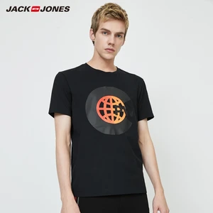 JackJones Men's 100% Cotton Embroidered Printed Straight Fit Short-sleeved T-shirt|220101522