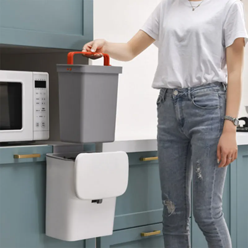 79l wall mounted trash can with lid waste bin kitchen cabinet door hanging trash bin garbage car recycle dustbin rubbish can free global shipping