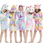 Кигуруми, единорог, животные, одежда для сна для девочек, комбинезон, пижамы, детские Банные халаты, Фланелевое Полотенце с капюшоном, халаты, детские платья