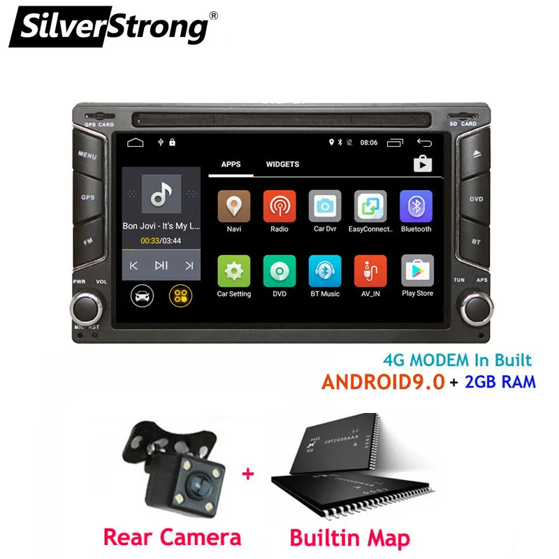 SilverStrong Android9.0 2Din автомобильный DVD 4G модем 2Din радио универсальный автомобильный стерео двойной Din gps автомобильный android радио 6258