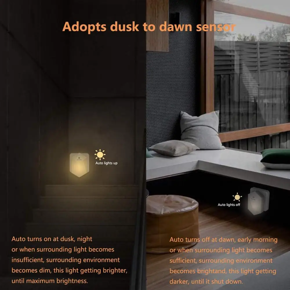 Светодиодный ночник с автоматическим датчиком сумерек и рассвета для прихожей