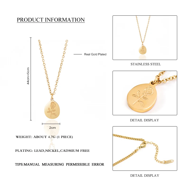 Универсальное ожерелье из нержавеющей стали позолоченное в европейском и