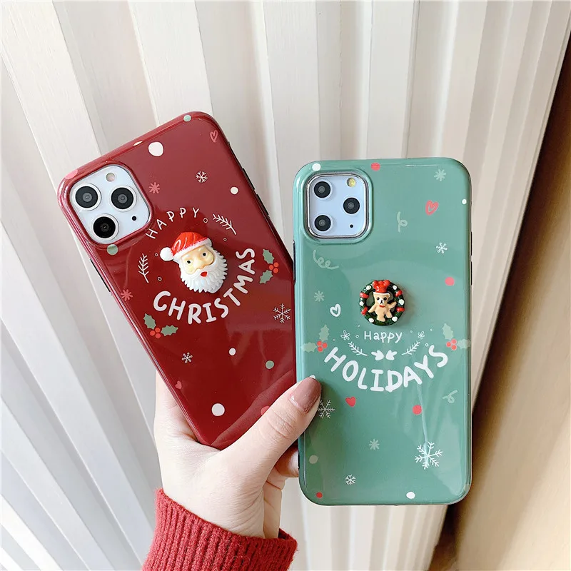 3D Happy Santa Claus Christmas Phone Case For iPhone 11 Pro MAX XR Silicone Matte Back Cover X XS Max 7 8 Plus |