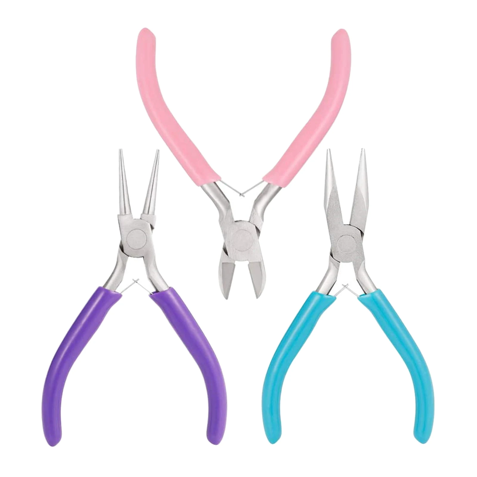 

Tricolor Jewelry Pliers, 3pcs Jewelry Making with Chain Nose Pliers, Round Nose Pliers, Wire Cutters for Crafts Making Supplies