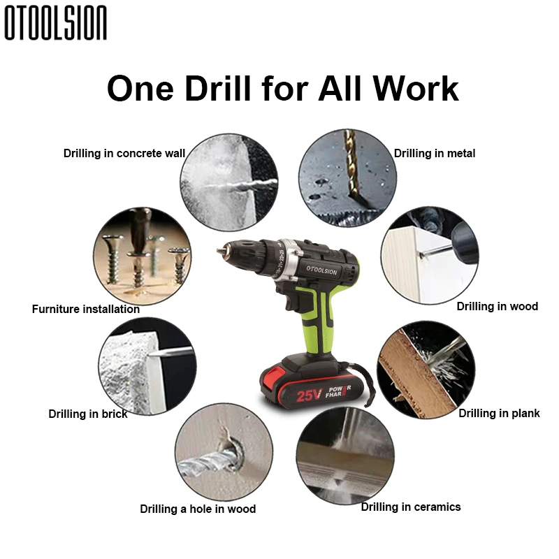

25V 25+1 Torque Cordless Screwdrivers Wireless Screwdriver Electric Tools Power Tools Electric Cordless Drill + Handbag+ Gift