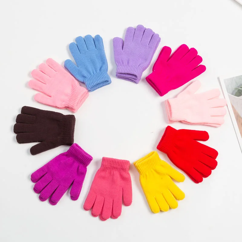 Inverno spesso caldo Unisex ragazzo ragazze morbido dito pieno guanti per bambini bambini guanti lavorati a maglia guanto muslimex