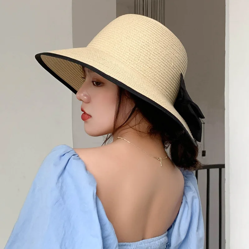 Гавайская соломенная шляпа для отдыха праздника летняя с бантом Солнцезащитная