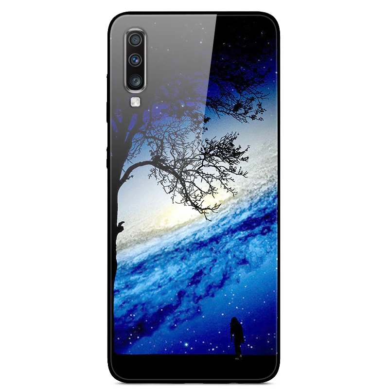 Роскошный стеклянный чехол для samsung Galaxy A70, чехол A 70, чехол на заднюю панель для samsung A70, чехол A705F 6,", ТПУ Рамка, бампер