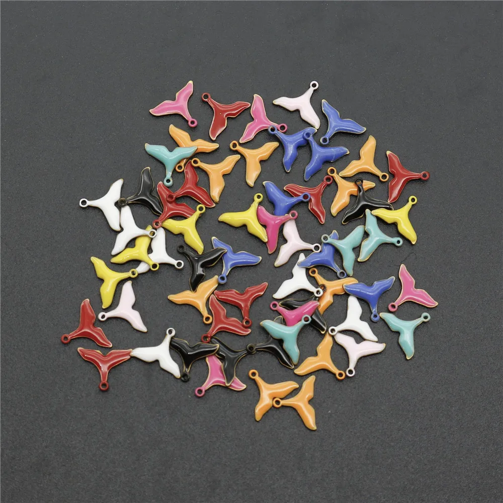 

20pcs 9*12mm Both Faced Enamel Fish Tail Charms Copper Pendant Diy Fashion Jewelry Making Accessory