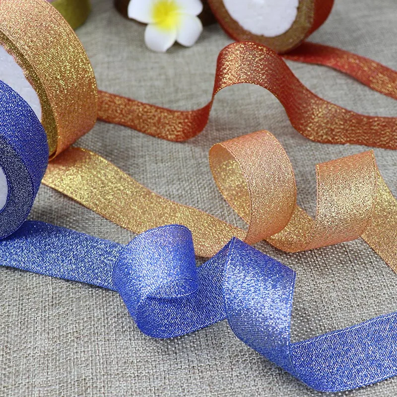 25 Yards/Roll Metallic Glitter Ribbon Christmas Wedding Decoration DIY Bows Gift Wrapping Onion 6/10/15/25/40MM | Дом и сад