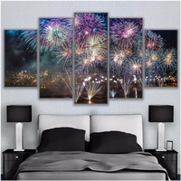 5d diy diamond painting 5 panel fireworks over the bay full square round drill diamond embroidery mosaic rhinestoneszp 4583