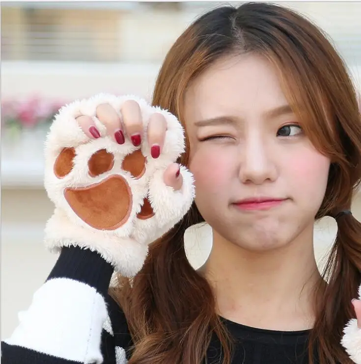 Симпатичные женские перчатки в виде медвежьих кошачьих лап женский костюм милые