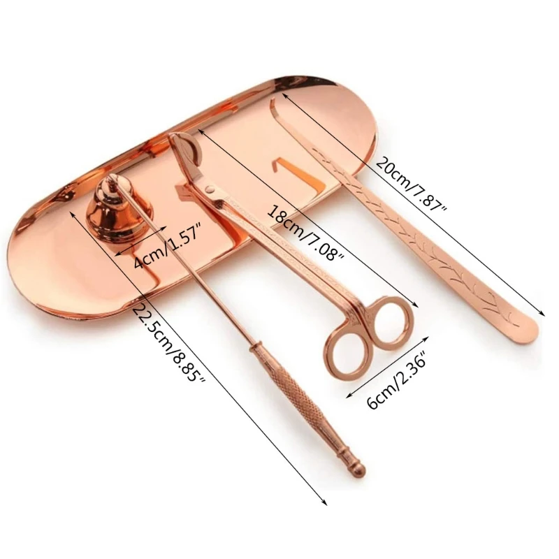 

4 in 1 Candle Accessory Set - Candle Wick Trimmer, Candle Wick Dipper, Candle Wick Snuffer, Storage Tray Plate, Candle Care Tool