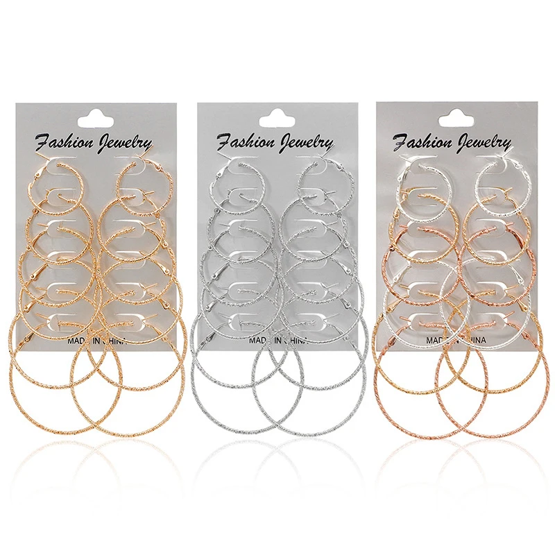 

LATS Large and Small Circle Earring 6 PCS/Set Hoop Earrings for Women Rock Punk Exaggerated Earings 2020 Brincos Fashion Jewelry
