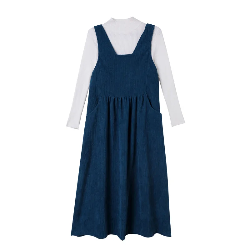 

Autumn Winter Maternity Clothing Suits Knitted Shirts + Corduroy Suspender Dress Clothes for Pregnant Women Pregnancy Set