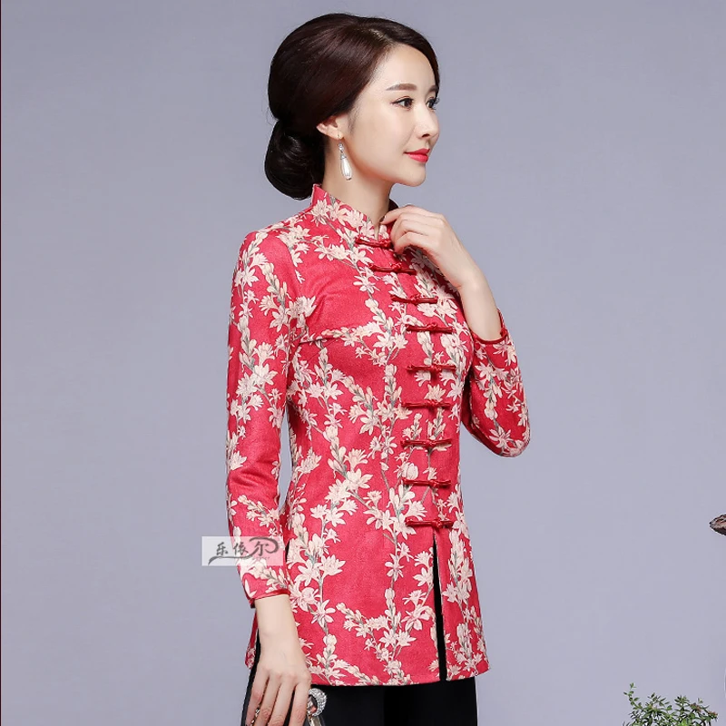 

Autumn Women Vintage Floral Retro Casual Coat Mother Wedding Tang Clothing Brand New Chinese Traditional Lengthen Jacket