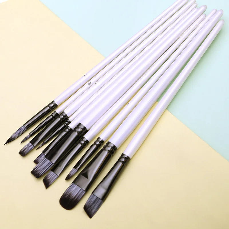 10 Pack Paint Brushes Set for Artists - Ideal for Acrylic, Gouache, Oil, Watercolor, and Canvas - Synthetic Nylon Tips for Artistic Masterpieces image 5