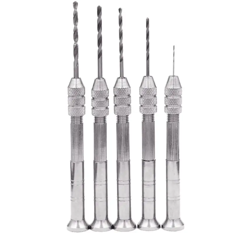 

New Colorful Drill Bit Aluminum Case Hand Drill + 10pcs Twist Drills Models Tool