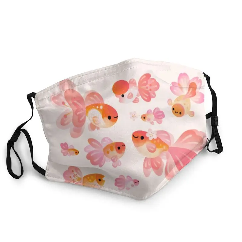 

Маска для лица унисекс, пылезащитный респиратор для взрослых, с изображением цветущей вишни, золотой рыбки, моющаяся маска для рта