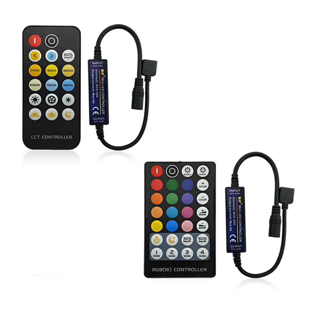 DC5V 24V CCT RGB RGBW светодиодный контроллер с РЧ-пультом контроллер беспроводное освещение аксессуары для 2835 5050 3528 светодиодные ленты