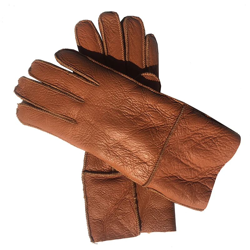 Orange leather Женские кожаные перчатки, новинка, модные женские перчатки из натуральной овчины, женские теплые зимние перчатки, варежки, утепленные, теплые, 8 цветов - Цвет: Orange leather