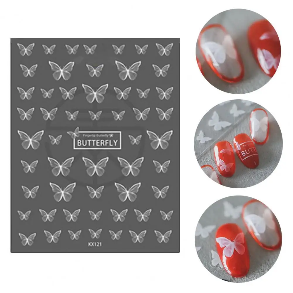 

Изысканный яркий цвет Маникюр Искусство белая бабочка переводная наклейка Вечерние