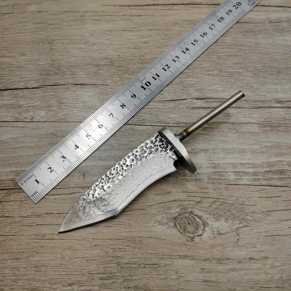 X-06DP DIY VG10 Дамасская сталь ковка шаблон стальной прямой нож с фиксированным лезвием заготовка diy полуфабрикат нож заготовки стали - Цвет: X-06DP