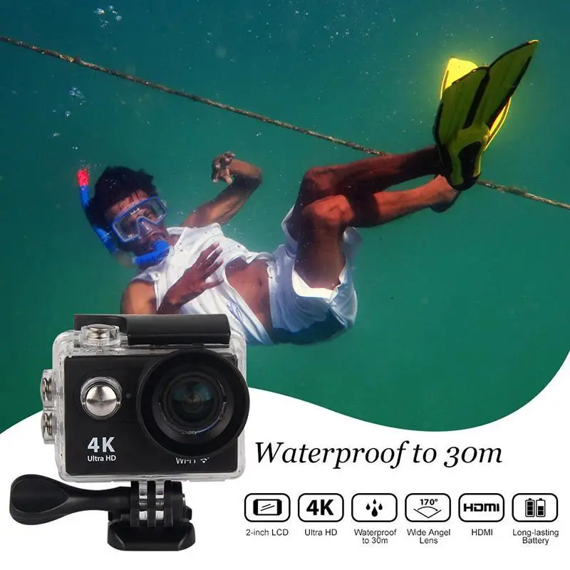 Продажа Экшн-камера H9 Ultra HD, 4K/30fps, Wi-Fi, 2,0 дюйма, 170D, Подводная Водонепроницаемая камера для шлема, Спортивная камера Vedio Go Pro