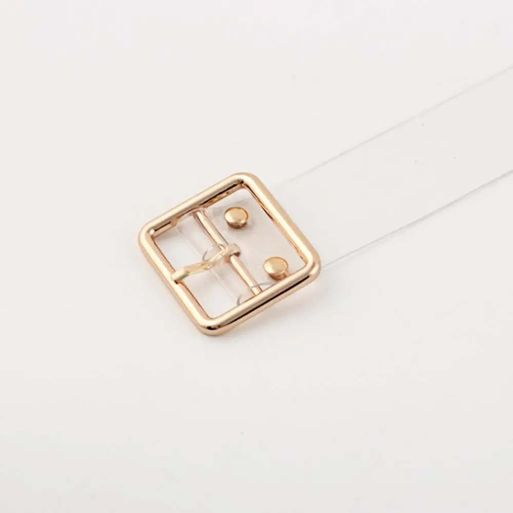 Gold Square Лазерный женский ремень, голографический чистый поясной ремень, металлическая пряжка, прозрачные поясные ремни для женщин, пояс, 90 см-120 см - Цвет: Gold Square