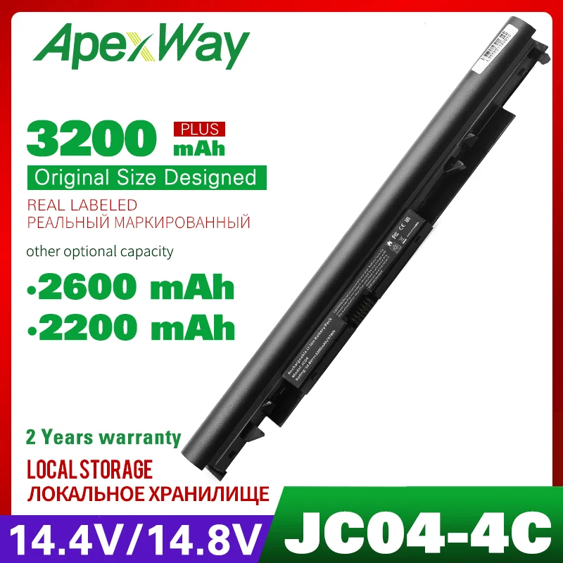 Apexway 4 ячейки HSTNN-DB8F HSTNN-IB7X Аккумулятор для ноутбука JC03 JC04 HP 250 G6 2UB94ES 255 SP 3DN23ES Pavilion 17z |