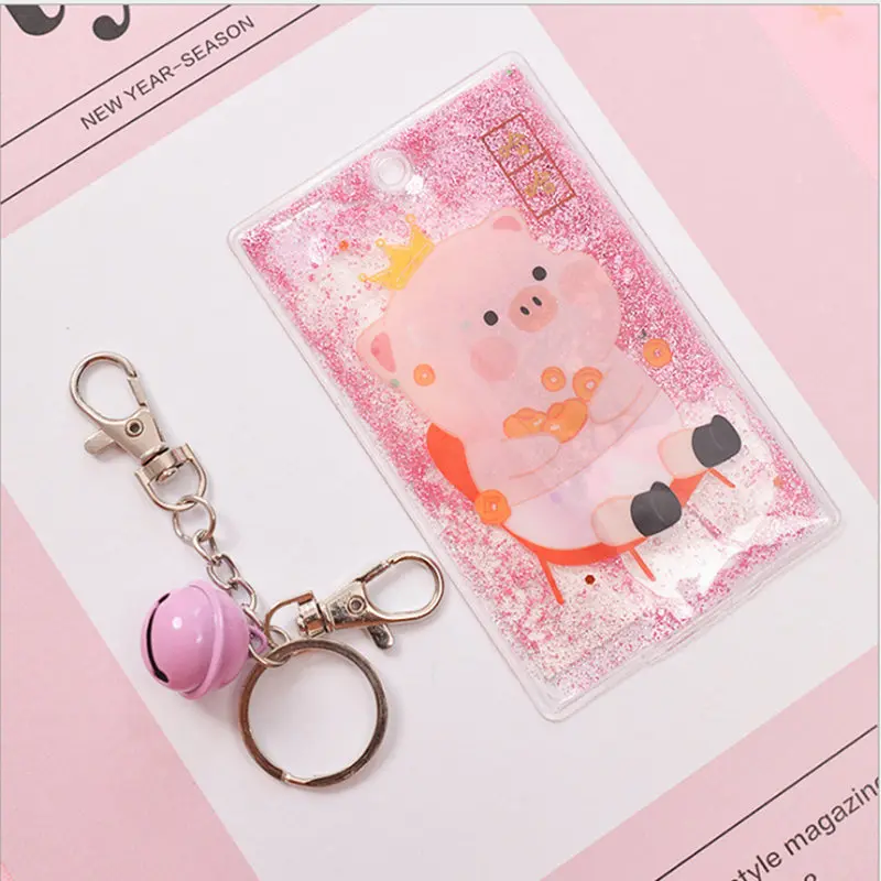 Зыбучие пески брелок с жидкостью карты Чехол банк Кредитная карта Держатели