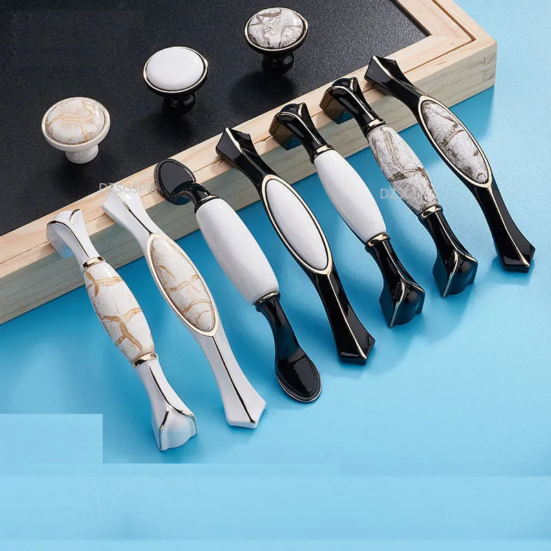 

Nordic Style Cupboard Cabinet Hardware Closet Wardrobe Pull 96mm/128mm Zinc Alloy Ceramic Drawer Kitchen Knob House Handle