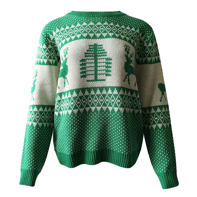 

Autumn Winter Women Red Christmas Sweater Cute Christmas Tree Printed Knitted Sweaters Fashion Loose Jumpers Pullovers Sweaters