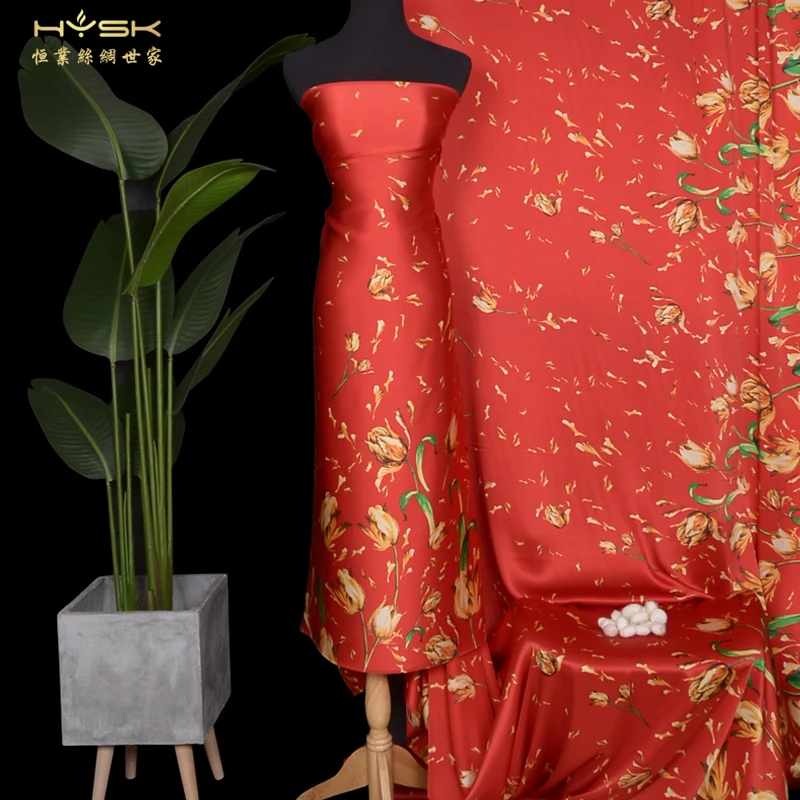 

5A шелковая ткань c2579 Высококачественная простая креп-атласная ткань женская шелковая ткань с принтом шелковое платье Чонсам рубашка ткань