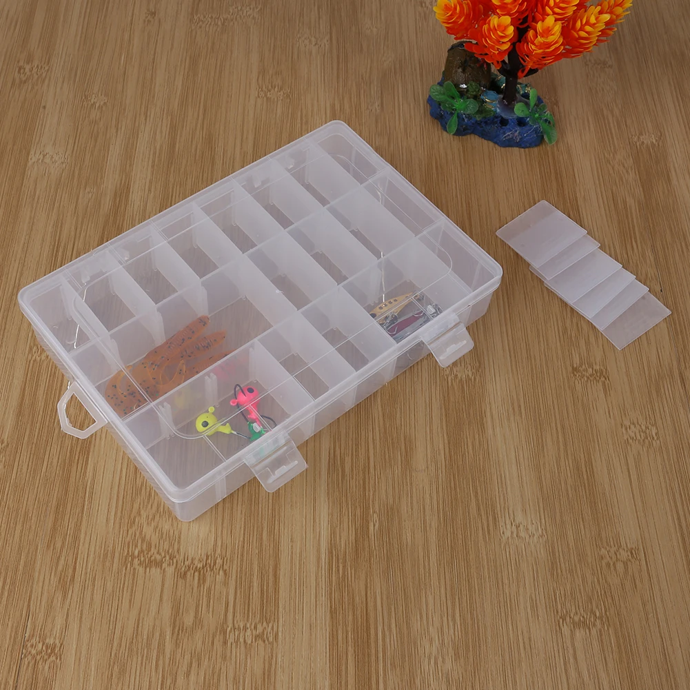 

24 Slots Transparent Plastic Fishing Box Bait Lure Case Boxes Fishing Tackle Storage Box