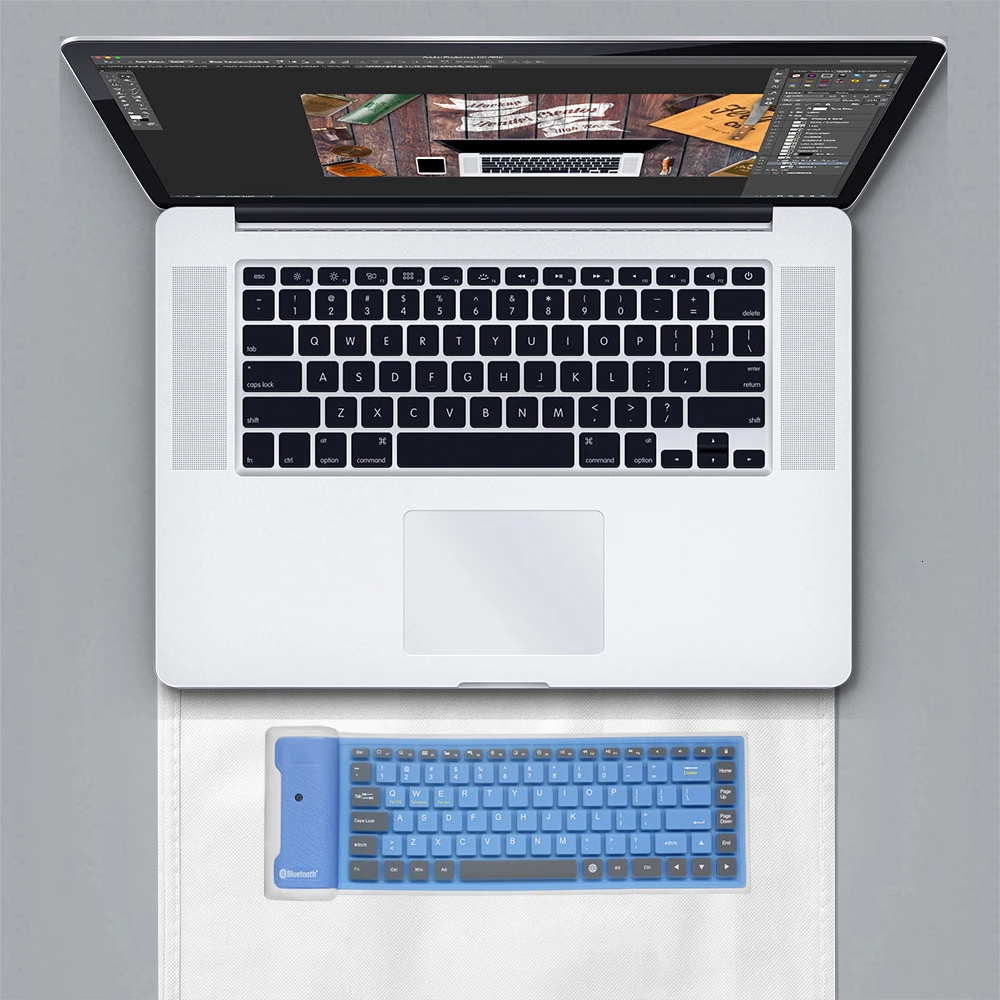 Складная Беспроводная клавиатура Bluetooth бесшумная с 87key Мягкая силиконовая Гибкая