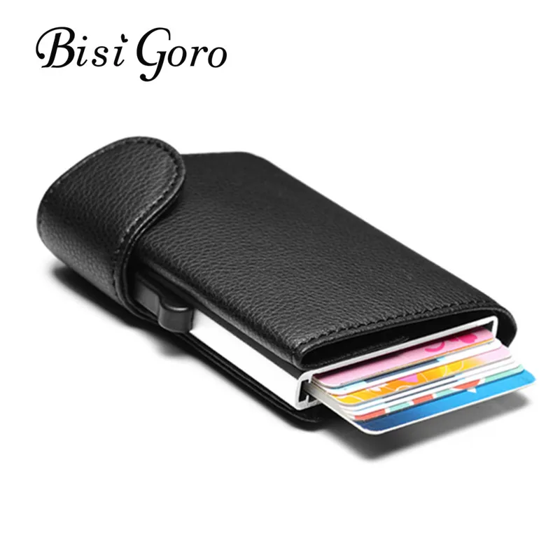 

BISI GORO 2019 New RFID Card Holder Blocking Metal Wallet Single Box Minimalist Wallet Aluminium Card Package For Men Card Case