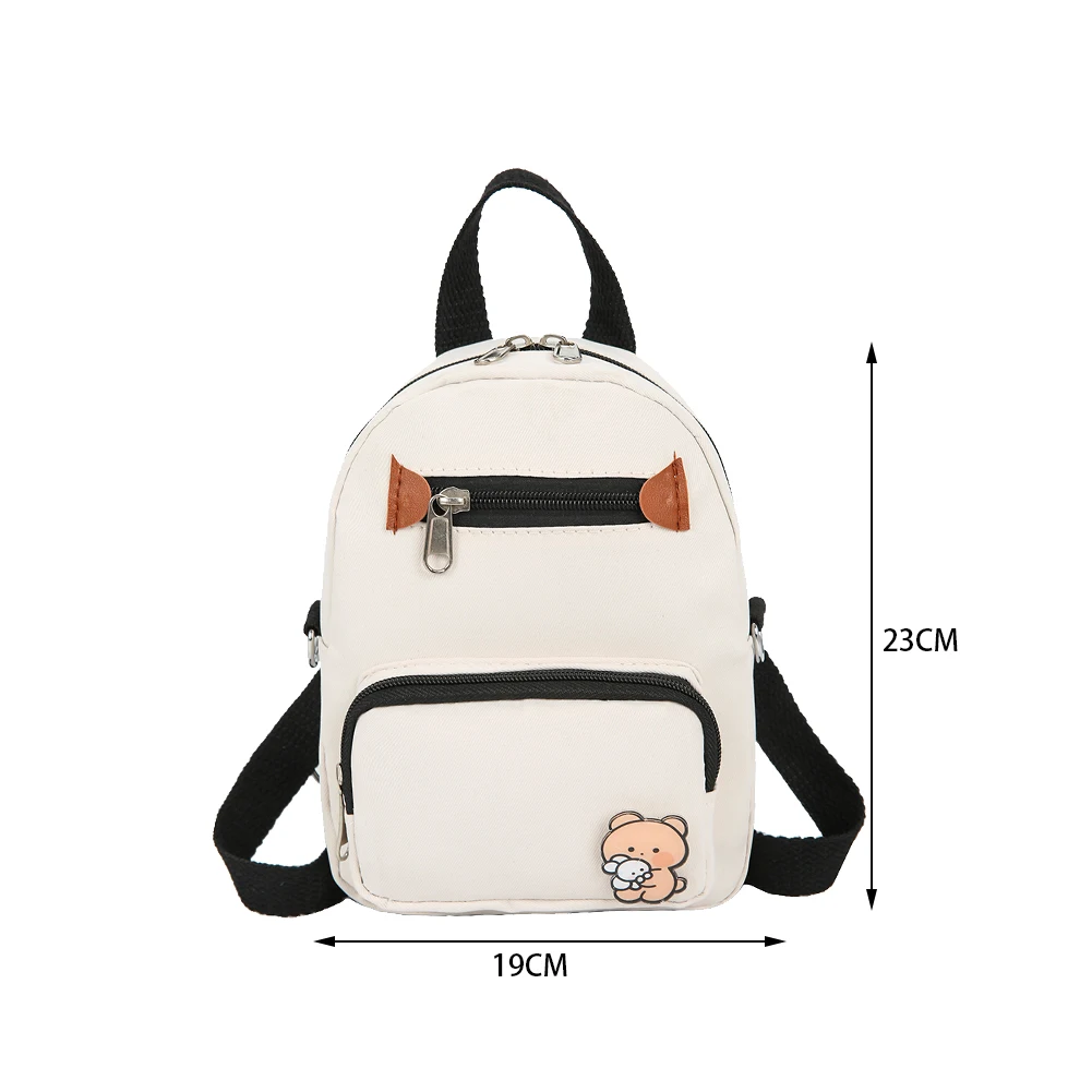 

Women Fashion Canvas Backpack Shoulder Crossbody Bag Vintage Mini School Bag Rucksack Multi-function Cute Bear Decor Backpack