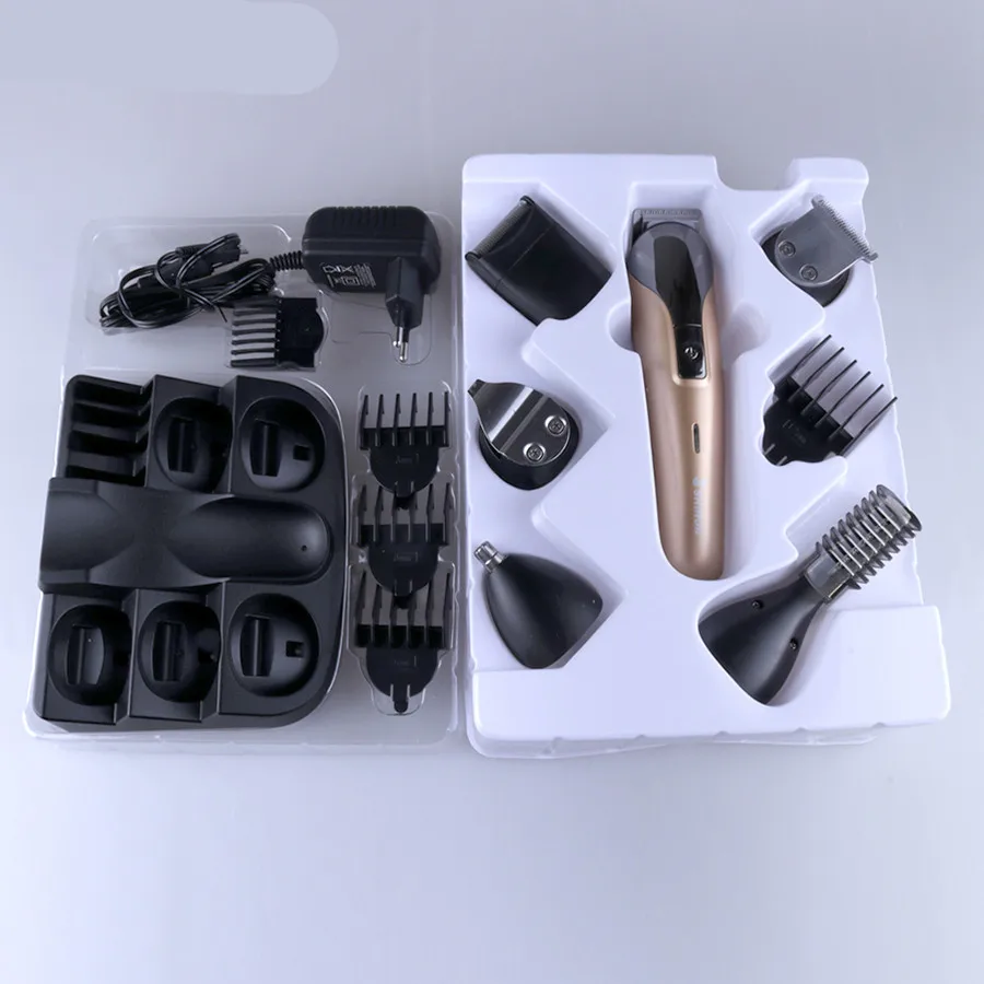 6 в 1 Профессиональный цифровой триммер для волос аккумуляторная электрическая