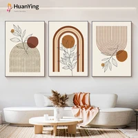 nordic living room interior paintings geometric line canvas wall art abstract plant leaf decoration print pictures wall posters