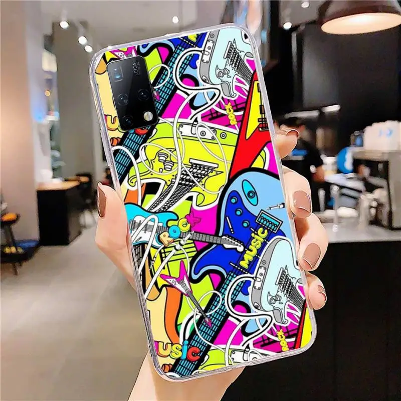 

Music Abstract Phone Case for Samsung Galaxy S20 S10 Plus A21S A51 A71 Clear Cover Note 20 Ultra Lite Fundas Coque