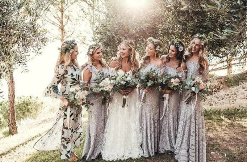 Boho для свадьбы кружевное платье с открытыми плечами короткими рукавами