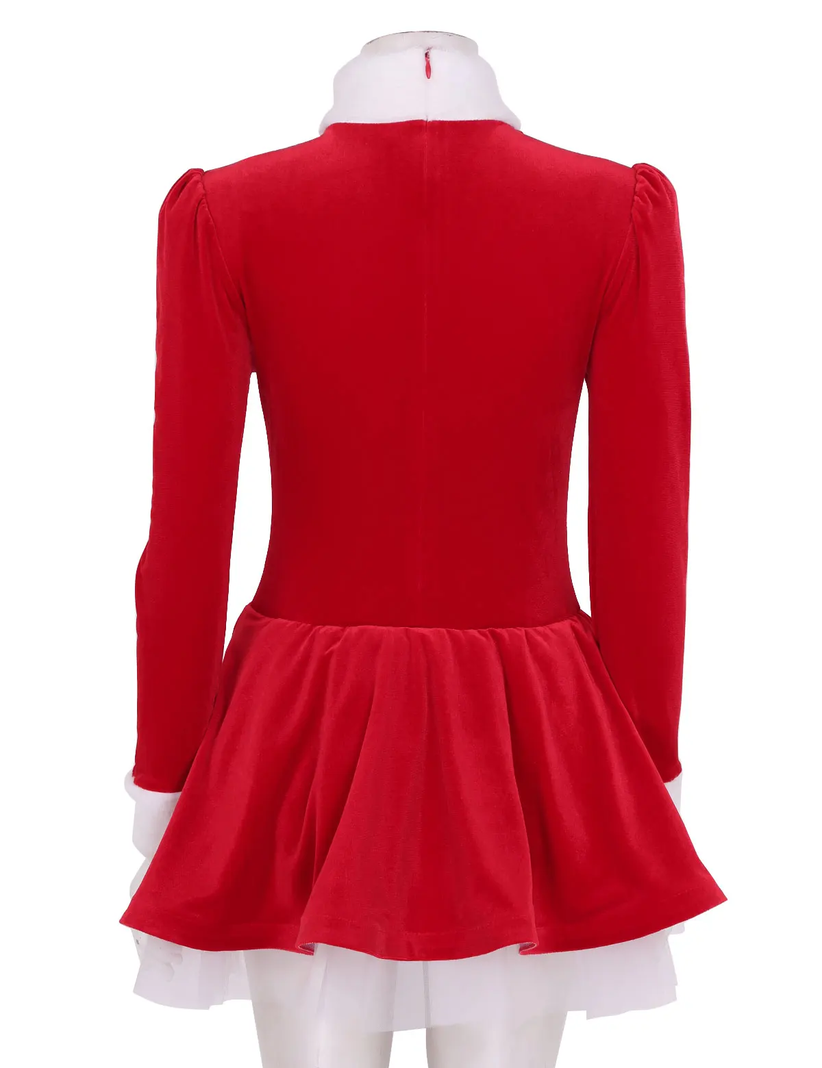 Женский взрослый Рождественский танцевальный костюм с высоким горлом и длинными