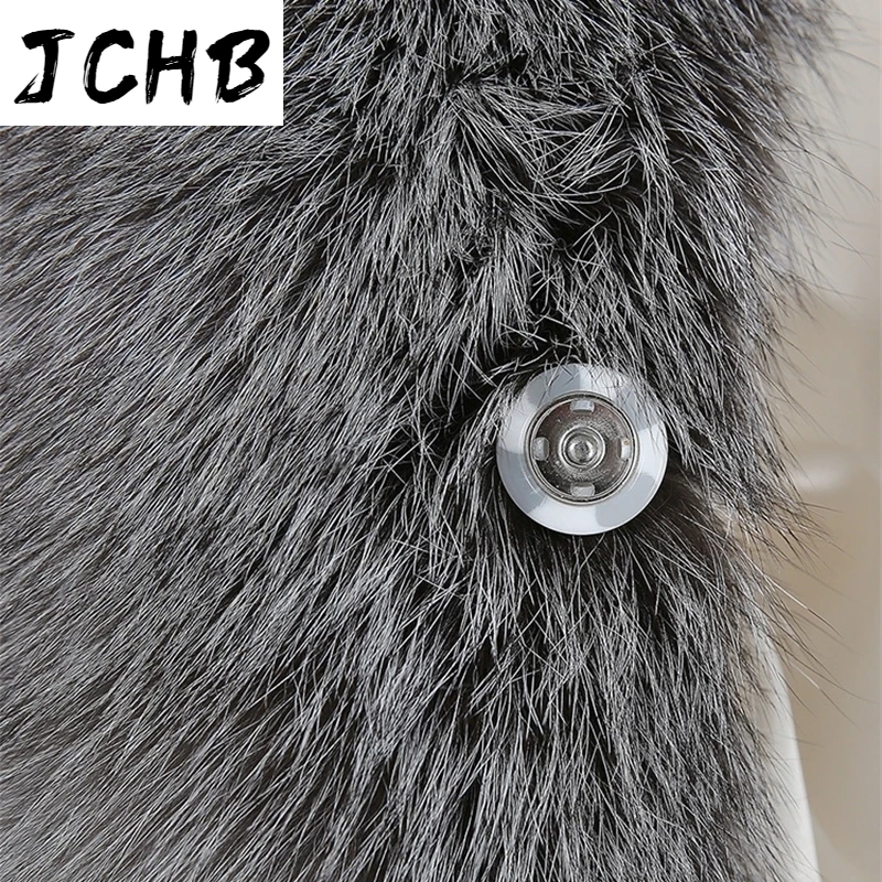 SHZQJCHB Winter Coats Women 2021 Real Fur Coat Woman Natural Mink Fur Jacket Female Fox Fur Collar Hooded Jackets Casaco TN1367