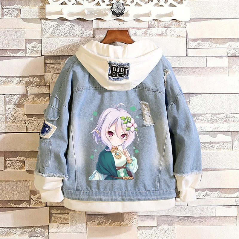 

Cosplay Denim Jacket Princess Connect Re Dive Natsume Kokoro Costume Halloween Ripped Hooded Sweater Adult Unisex