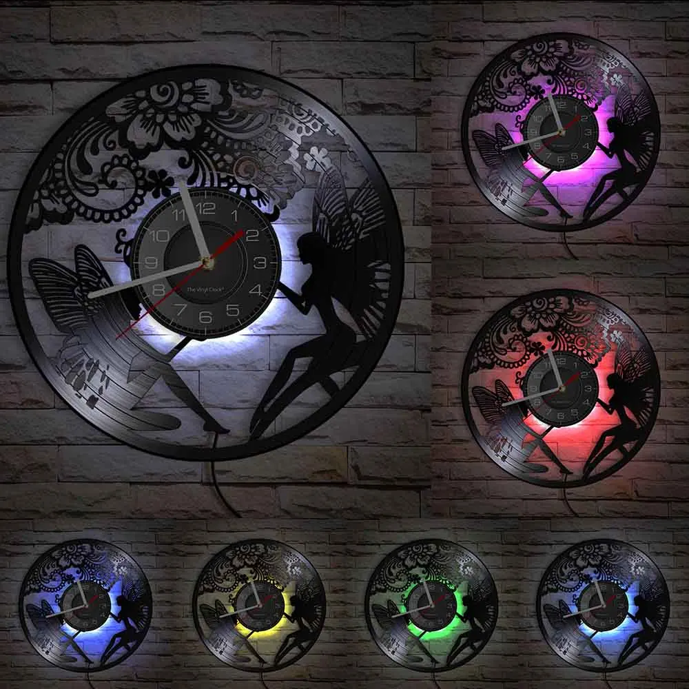 Настенные часы с виниловой пластиной и цветами сказочные Angelhood замечательным