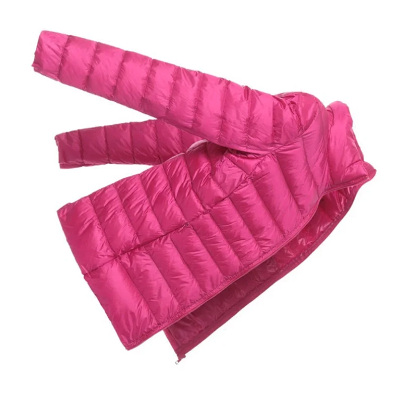 

Autumn Winter Stand collar Slim Short Ultra Light Down Vest women waist lady coats fashion oversize long sleeve down jackets