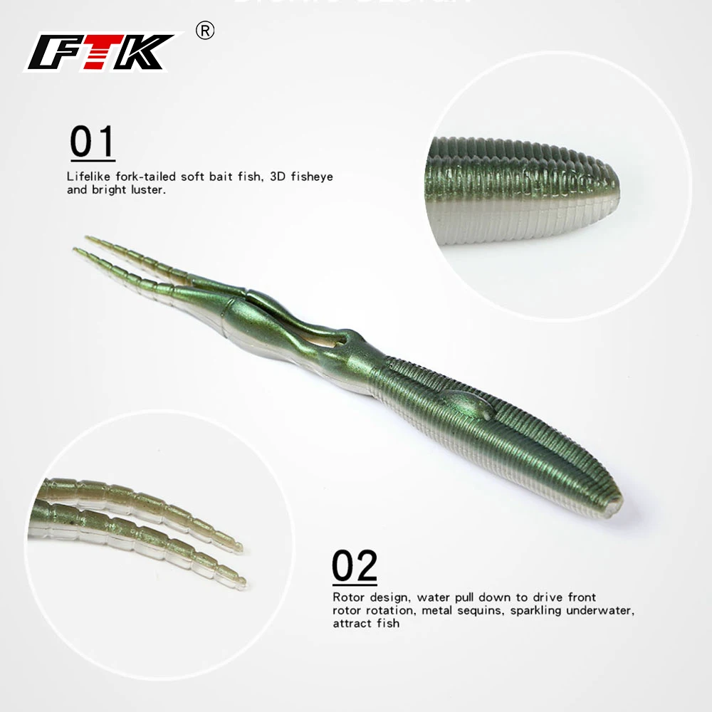 Приманка для рыбалки от FTK 4 шт./10 г 14 см ловли окуня Мягкая приманка кальмара