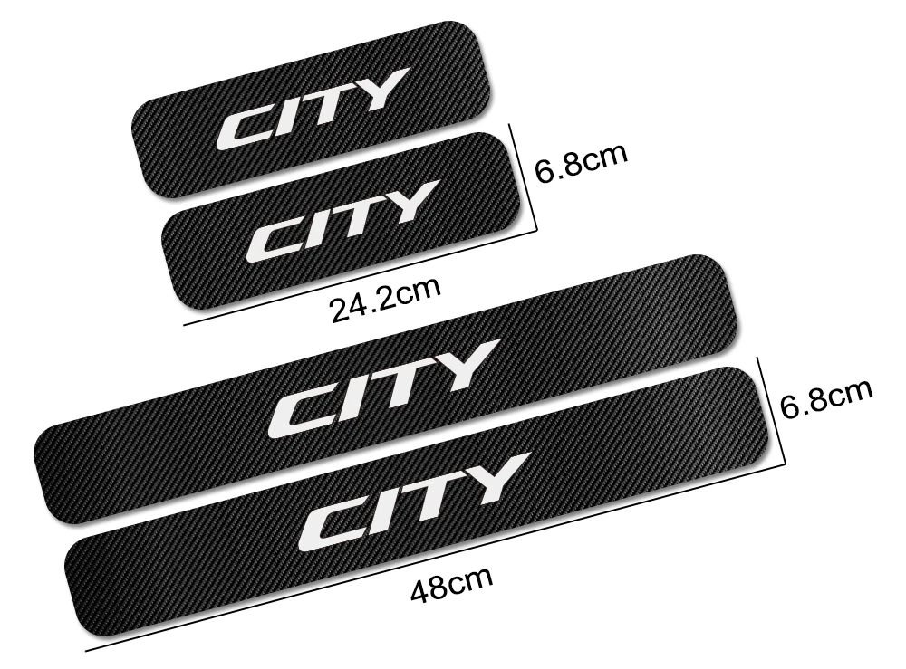 Для Honda City, 4 шт., автомобильная дверная пластина, защита от потертостей, дверь, шаг, украшение, наклейка, покрытие из углеродного волокна, наклейка, аксессуары для тюнинга автомобиля